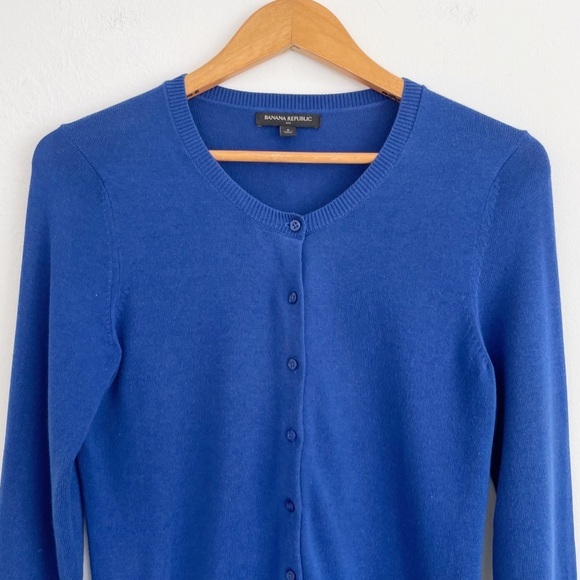 Banana Republic Blue Cotton Blend Button Down Cardigan Size Small - Picture 2 of 15